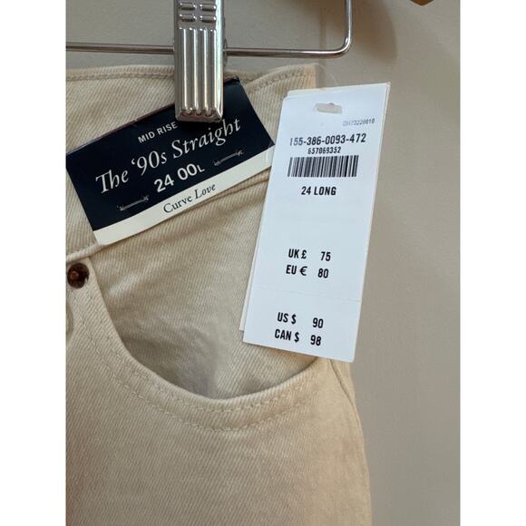 Abercrombie & Fitch 90s Straight Curve Love Mid Rise Cream Preppy Boho Size 24L - Picture 2 of 5